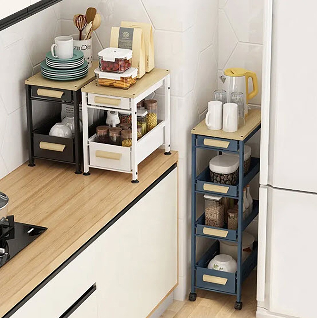 Organizador con cajon para cocina ideal bajo mesada Negro