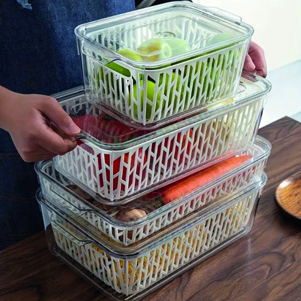 Organizador de Refrigerador con rejilla 33.5*21.5*5.5cm