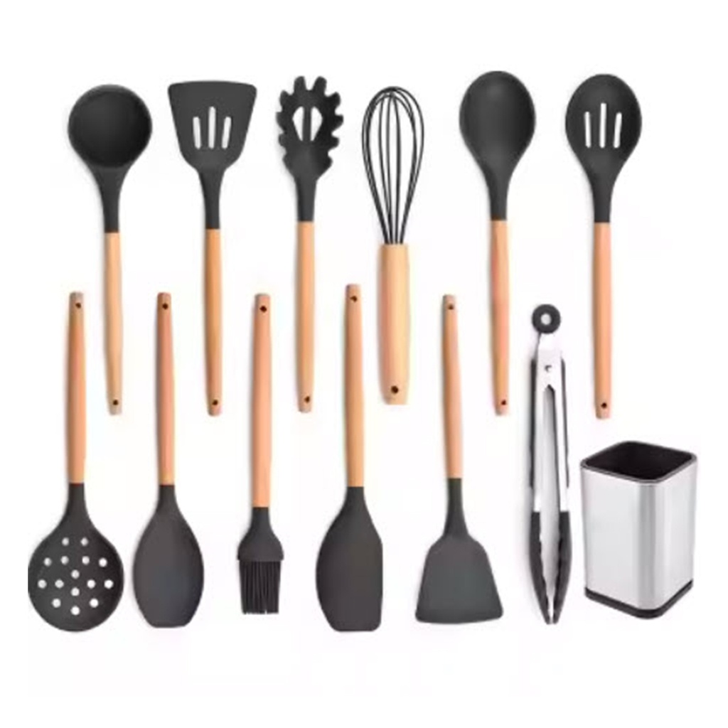 Utensilios de cocina madera silicona 11 piezas