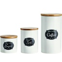 Contenedor de alimentos ceramica tapa bambú set x3 Rotulado
