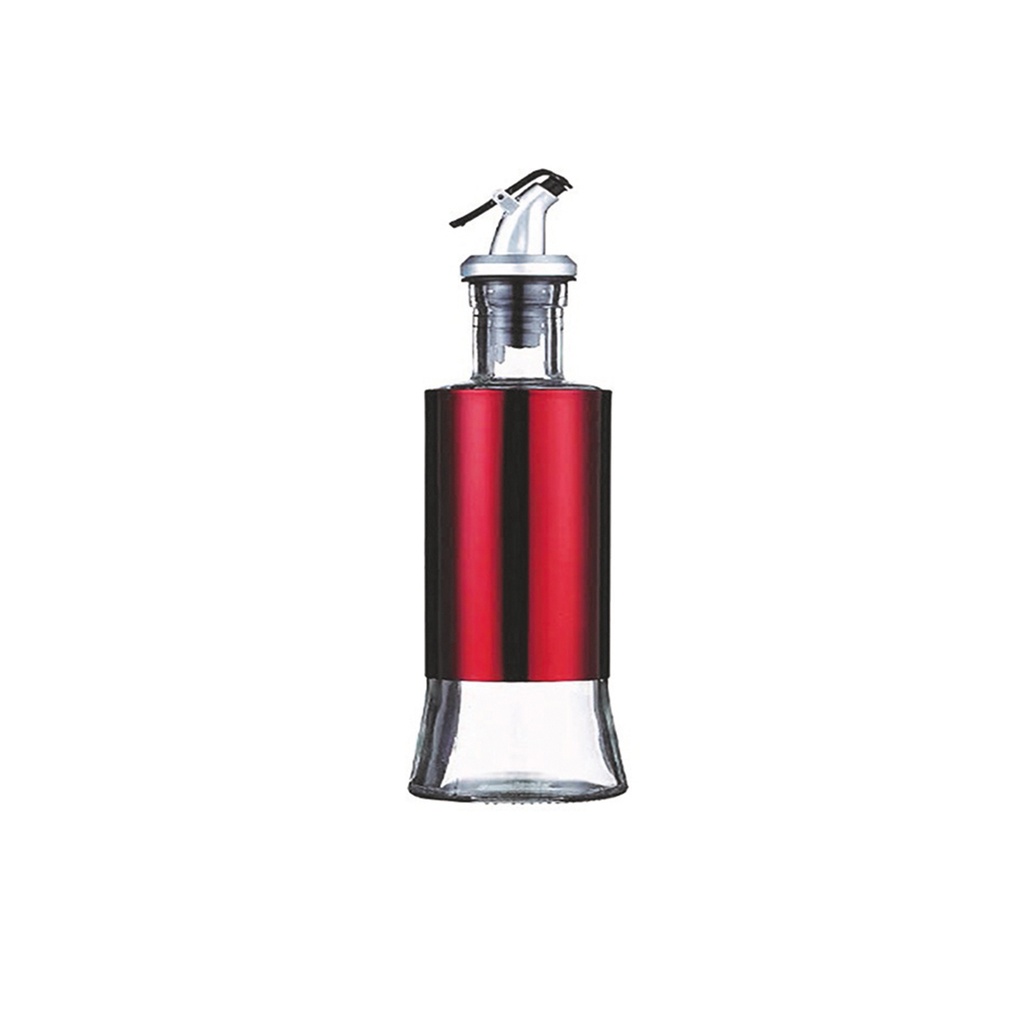 Aceitera vinagrera vidrio acero 250ML Rojo