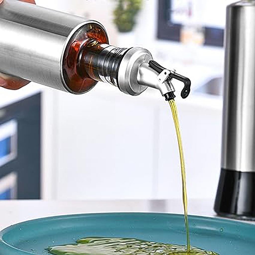 Botella aceitera vidrio 350ml Plateado