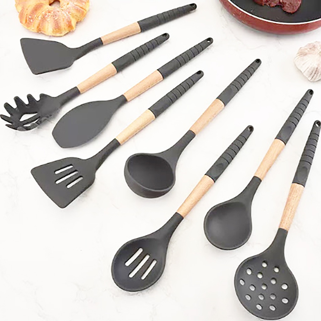 Utensilios madera silicona 13 piezas