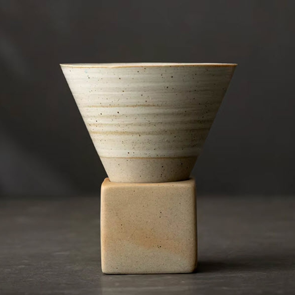 Taza café cónica ceramica Beige