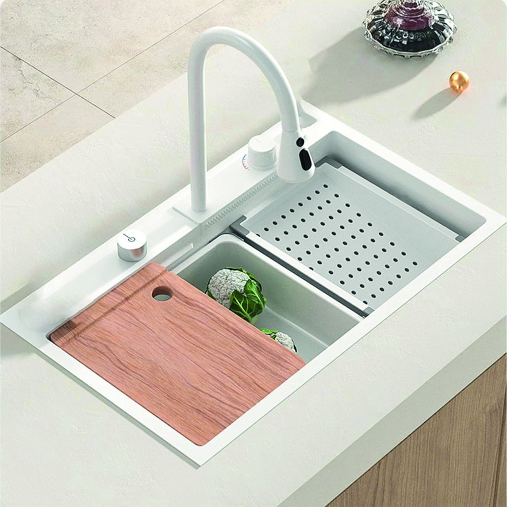 Bacha de cocina completa 68cm Blanco