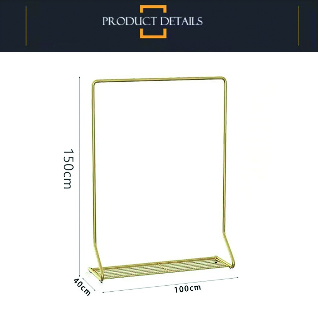 Perchero con ruedas y estante calzado Dorado