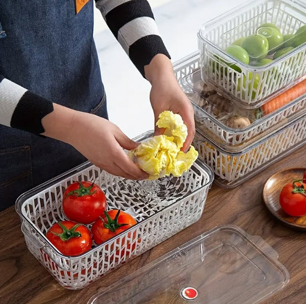 Organizador de Refrigerador con rejilla 33.5*21.5*5.5cm