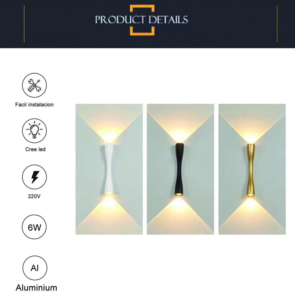 Luminaria Aplique de pared exterior interior 24,5cm Dorado