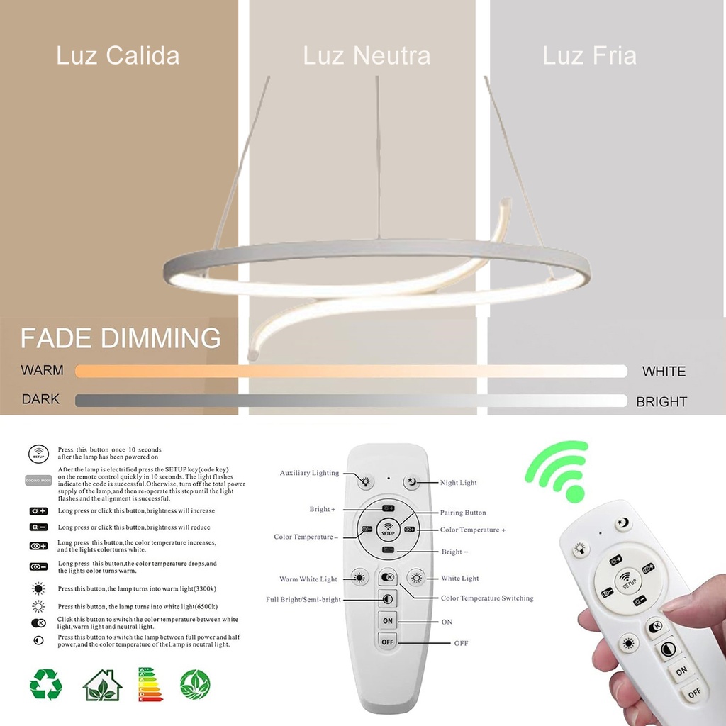 Luminaria led colgante 72W Gris