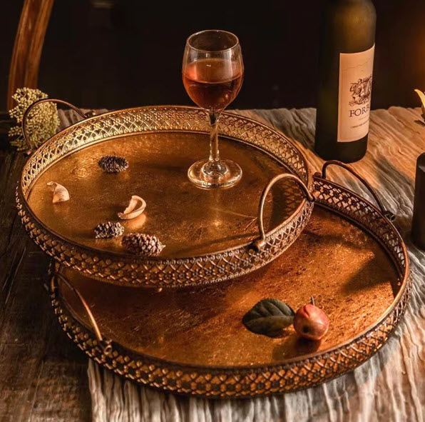 Bandeja metálica redonda Set x 2