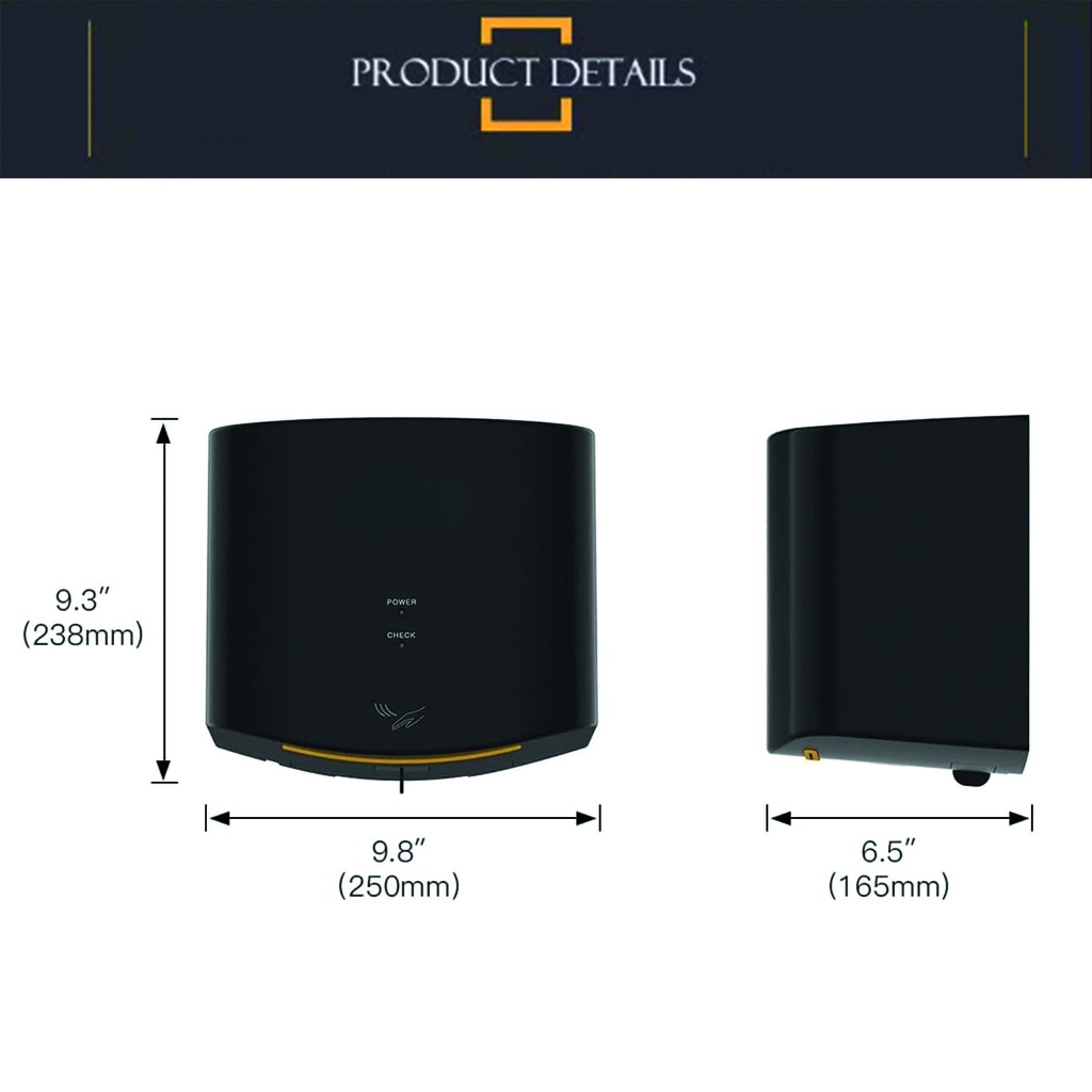 Seca manos ABS Jet Con Sensor 1650w Automático Negro