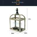 Fanal madera rustico con porta vela en vidrio