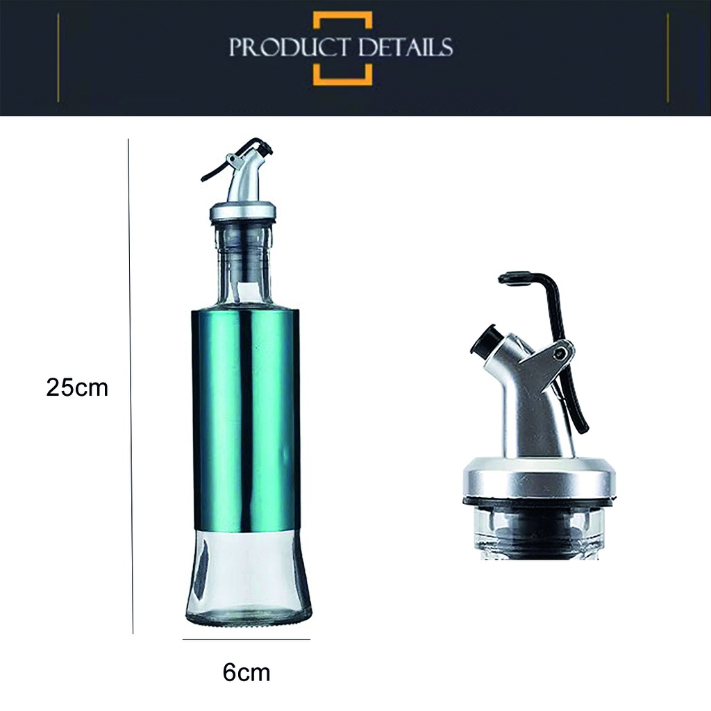 Aceitera vinagrera vidrio acero 350ML azul