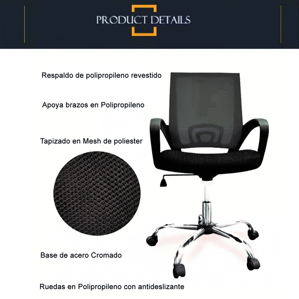 Silla de escritorio Sweden Rosa Pastel