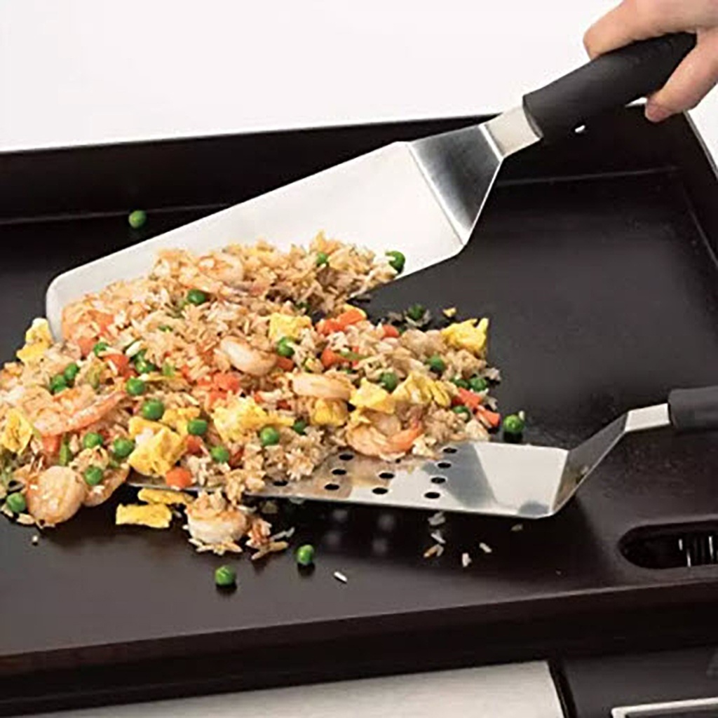 Espatula parrilla plancha acero inoxidable set x 2