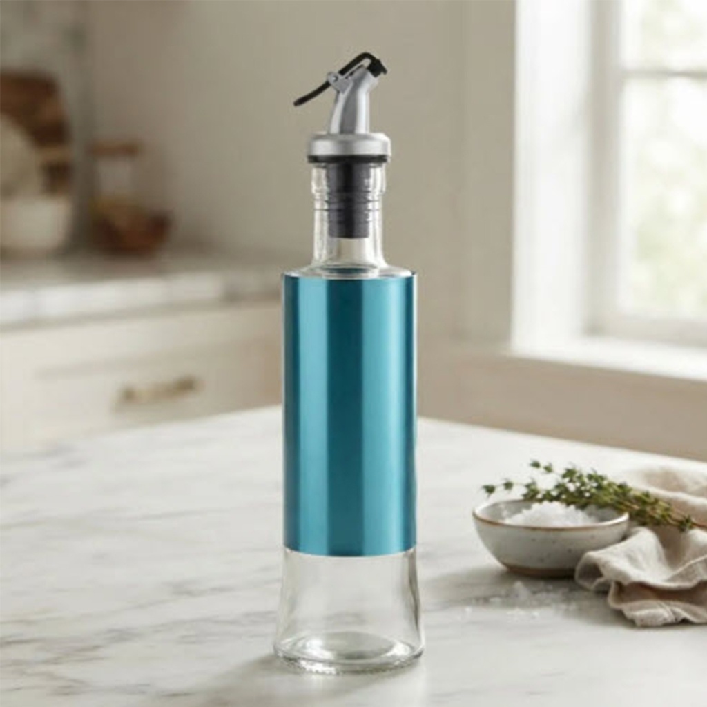 Botella aceitera vidrio 500ml Azul