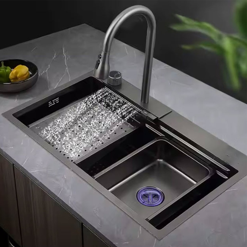 Bacha de cocina completa 68cm Negro