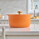 Olla de porcelana con tapa de vidrio 26cm diametro Naranja