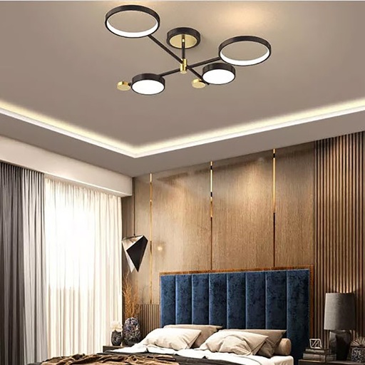 [DT5063N] Luminaria techo led 4 aros 40 w negro