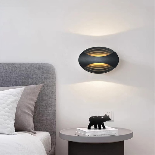 [DT7013N] Luminaria aplique de pared interior exterior bidireccional Negro